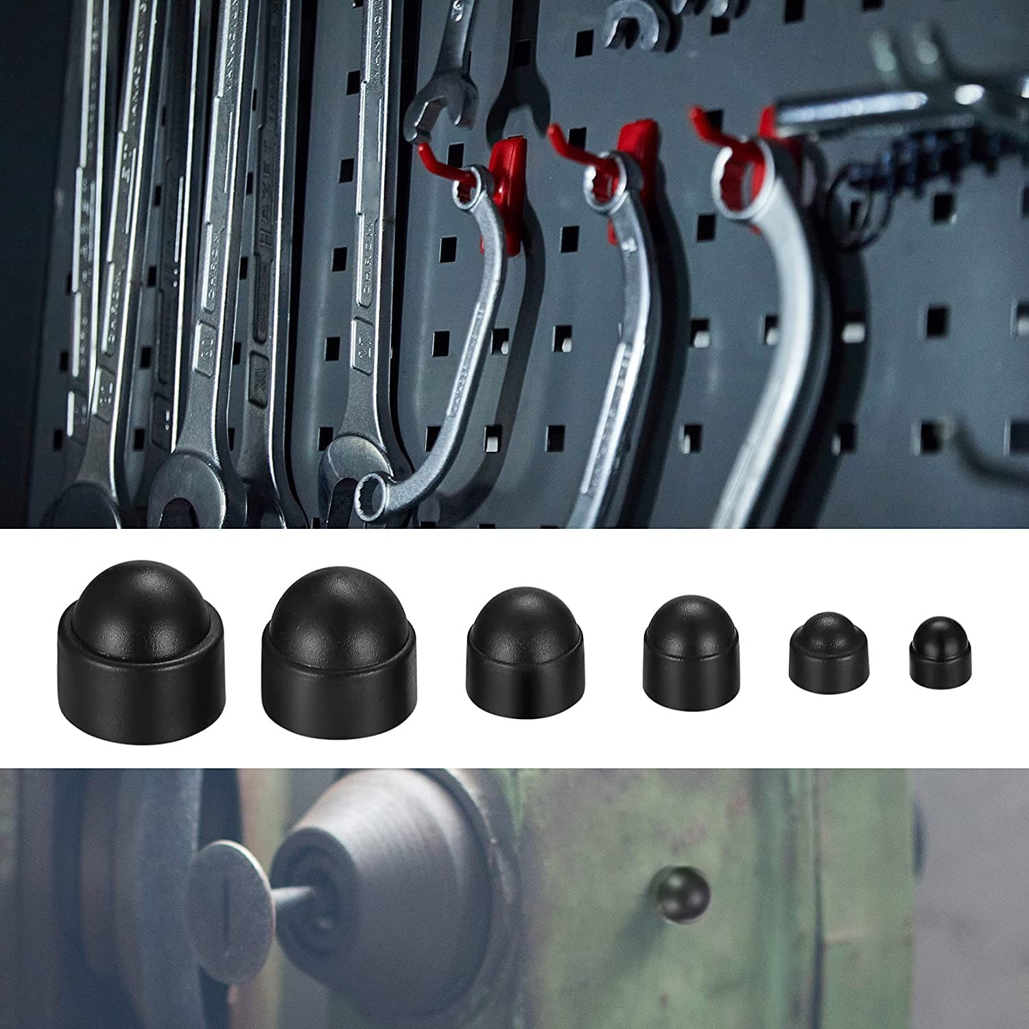 145 Pcs Screws Bolt Covers Caps, Hex Head Dome Covers, Plastic Black