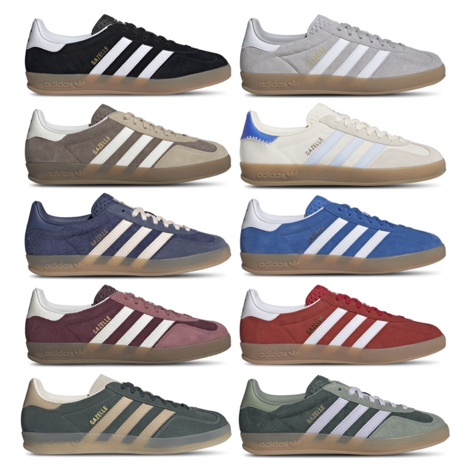 adidas Originals Gazelle Indoor Off White/Grey/Blue/Black/Green Men Size 8-13