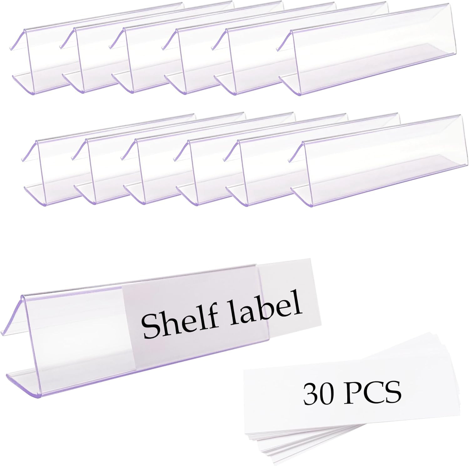 30 Pcs Plastic Shelf Label Holder3" L X1" H Wood Shelf Signclips on to Shelve...