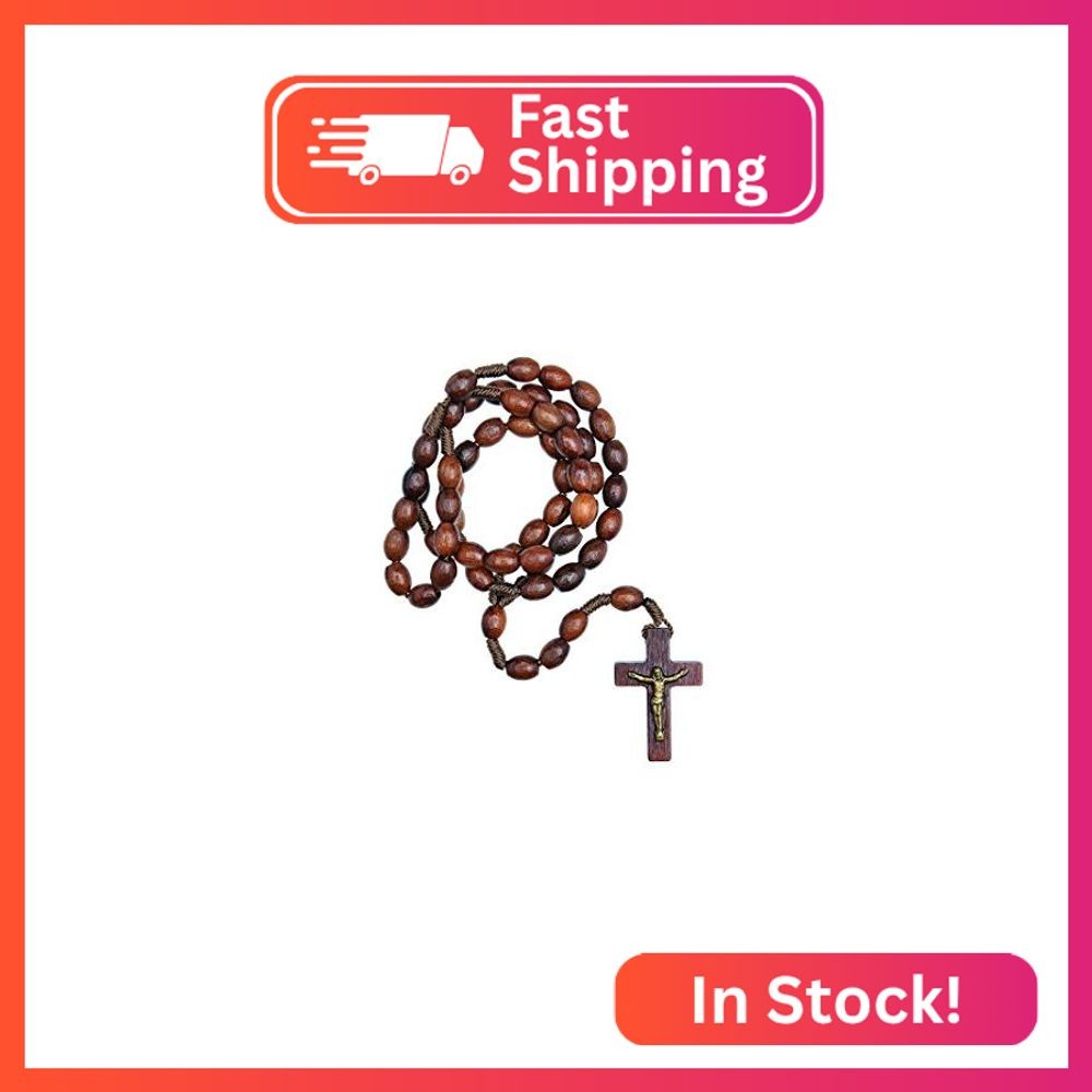 Intercession First Wood Rosary - Made in Brazil (Walnut - 6/8mm Beads