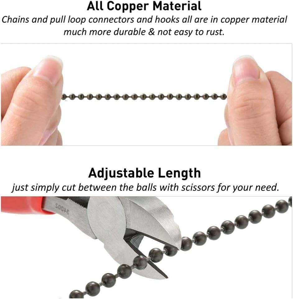 Ceiling Fan Pulls Chain, 4 Pack Extension 4 Oil Rubbed Bronze Chains