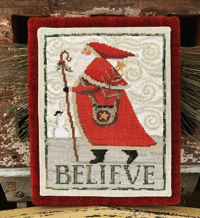 Cross Stitch Pattern Santa Claus Christmas Noel Xmas Winter Primitive Sampler