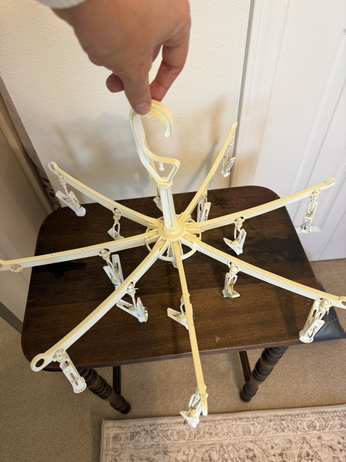 Rotating Clothes Drying Rack with 24 Clips Foldable Hanger for Laundry