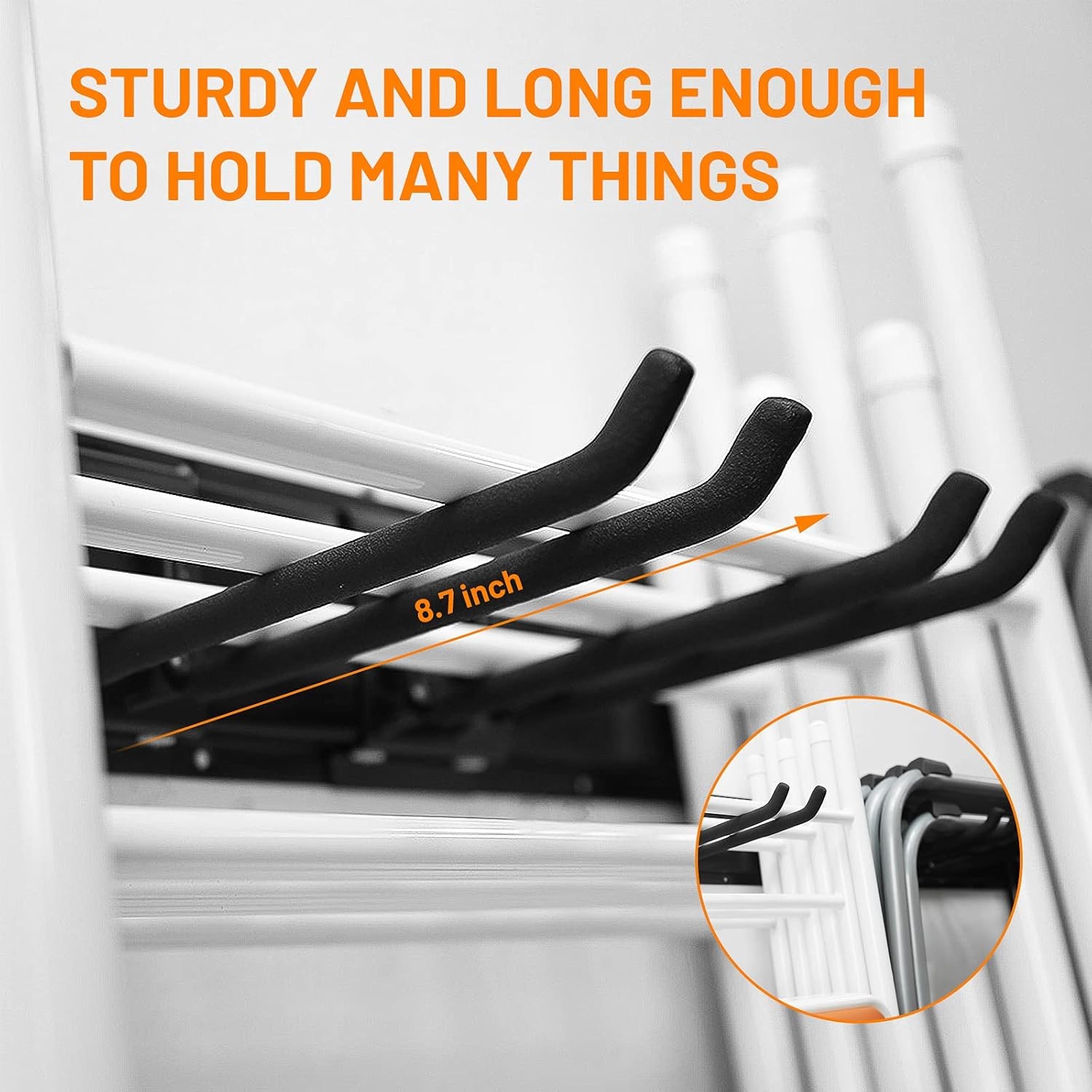 Wallmaster Garage Storage Organization Wall Mount, 6Hooks+3Panels, Black