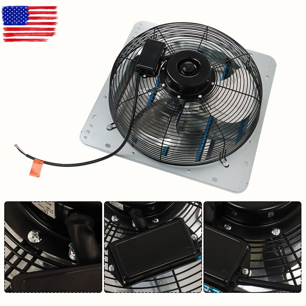 16‘’ Shutter Exhaust Fan Silver 1200 CFM Industrial Speed Wall Mount Garage Shop
