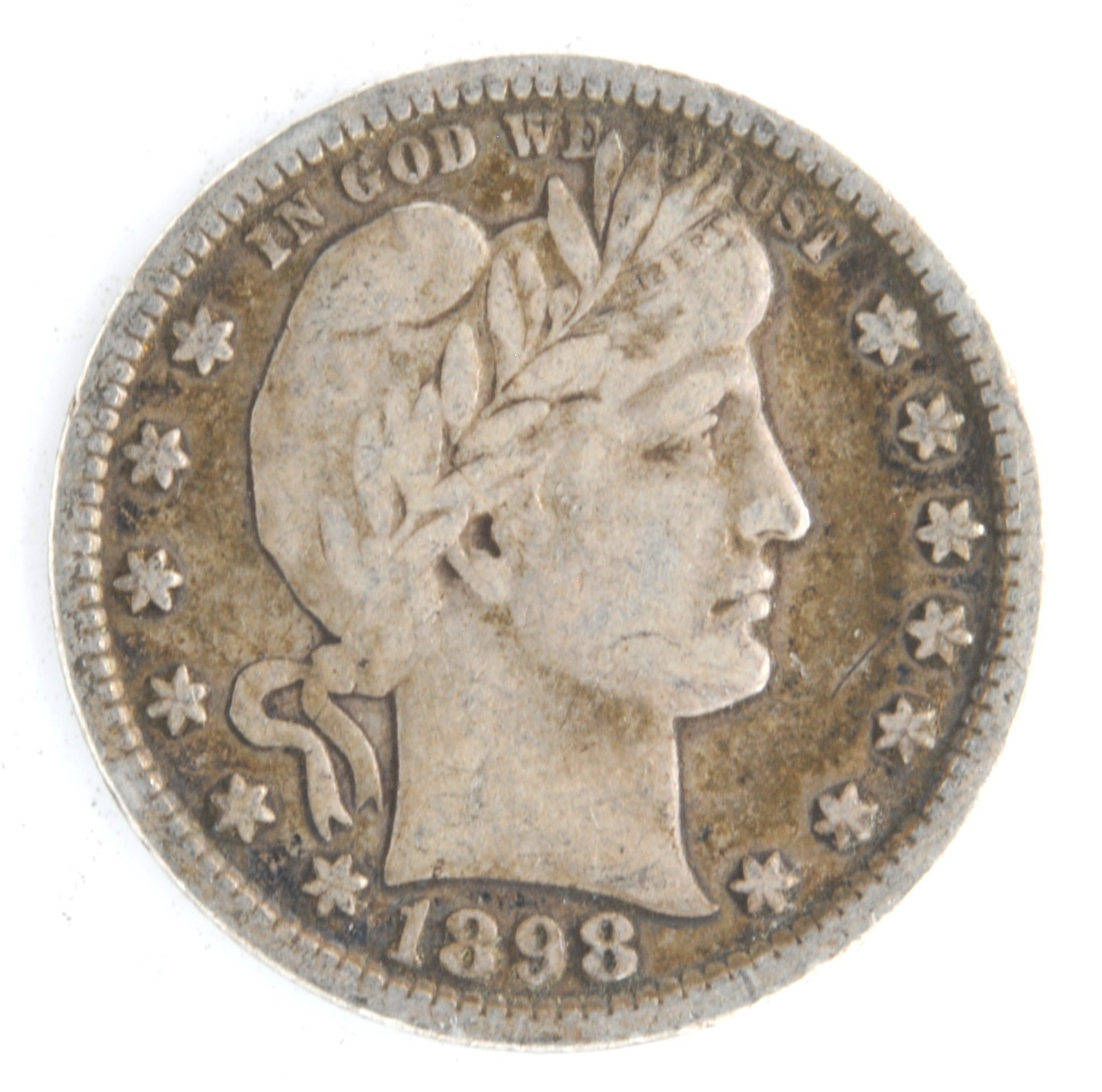 United States 1898 Barber Quarter 25 Cents 90% Silver Philadelphia Mint Coin