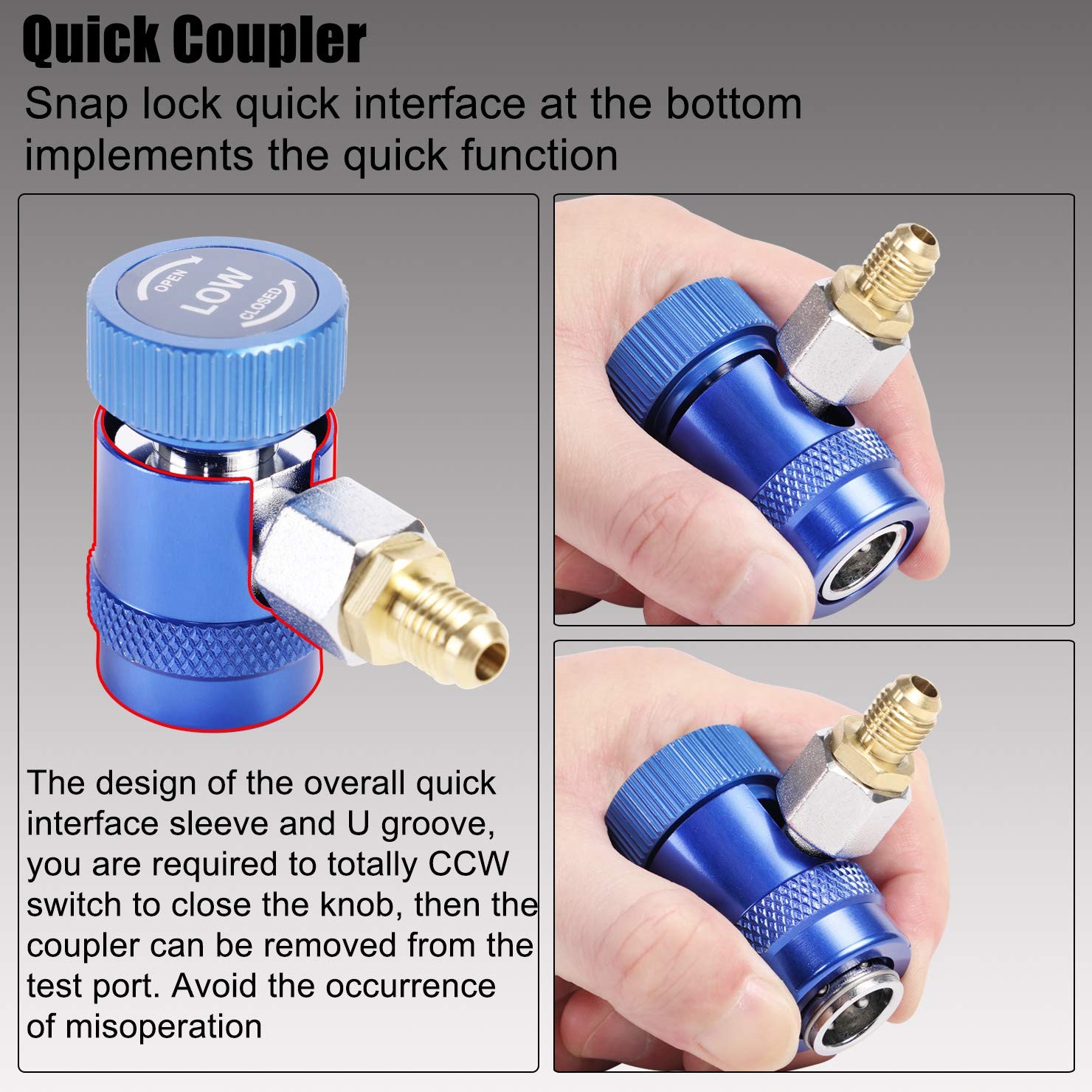 YSTOOL Automotive AC R1234yf Adjustable Quick Coupler Adapter Kit HVAC red