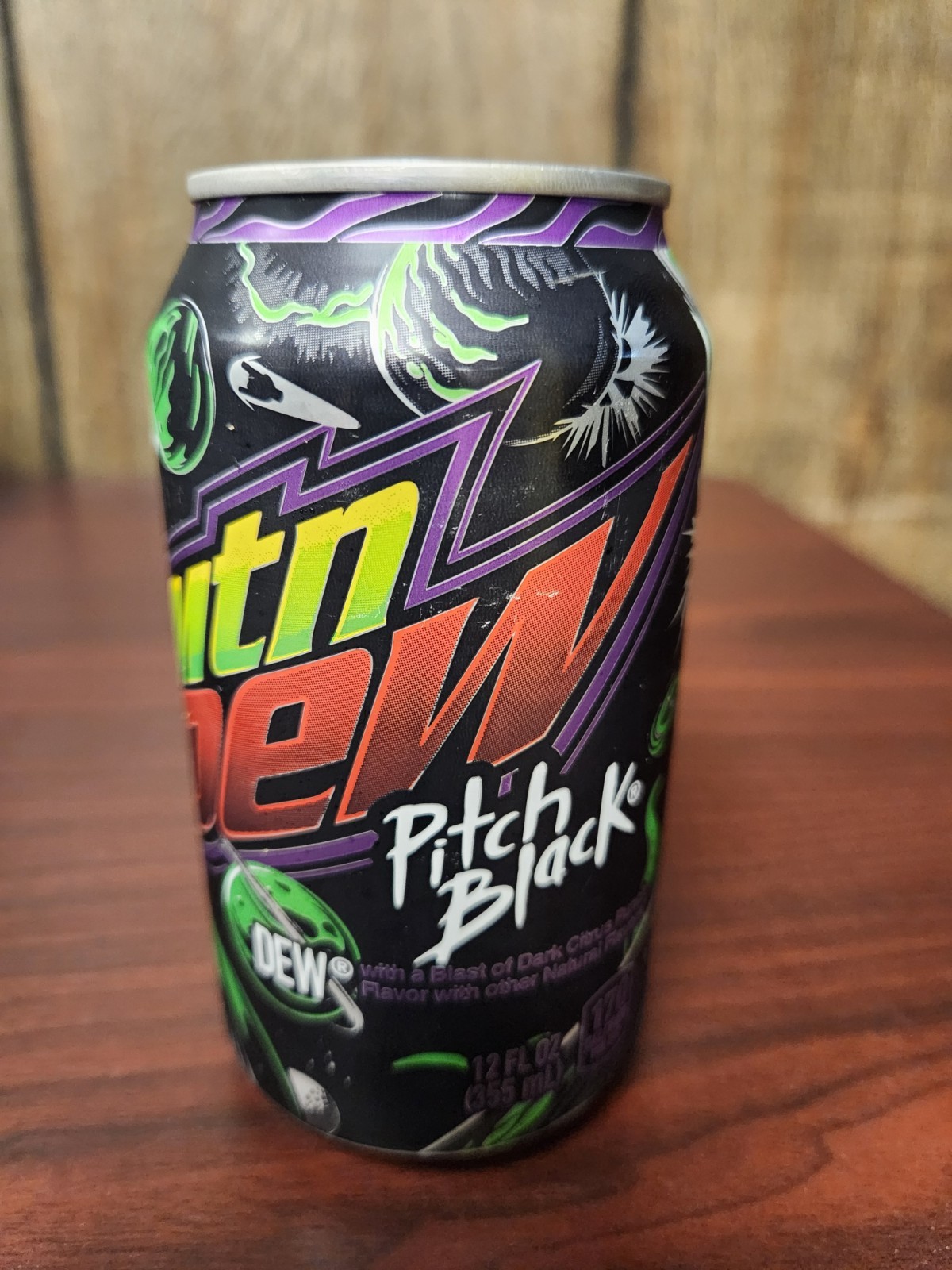 Unopened Mountain Dew Pitch Black 12 ounce can