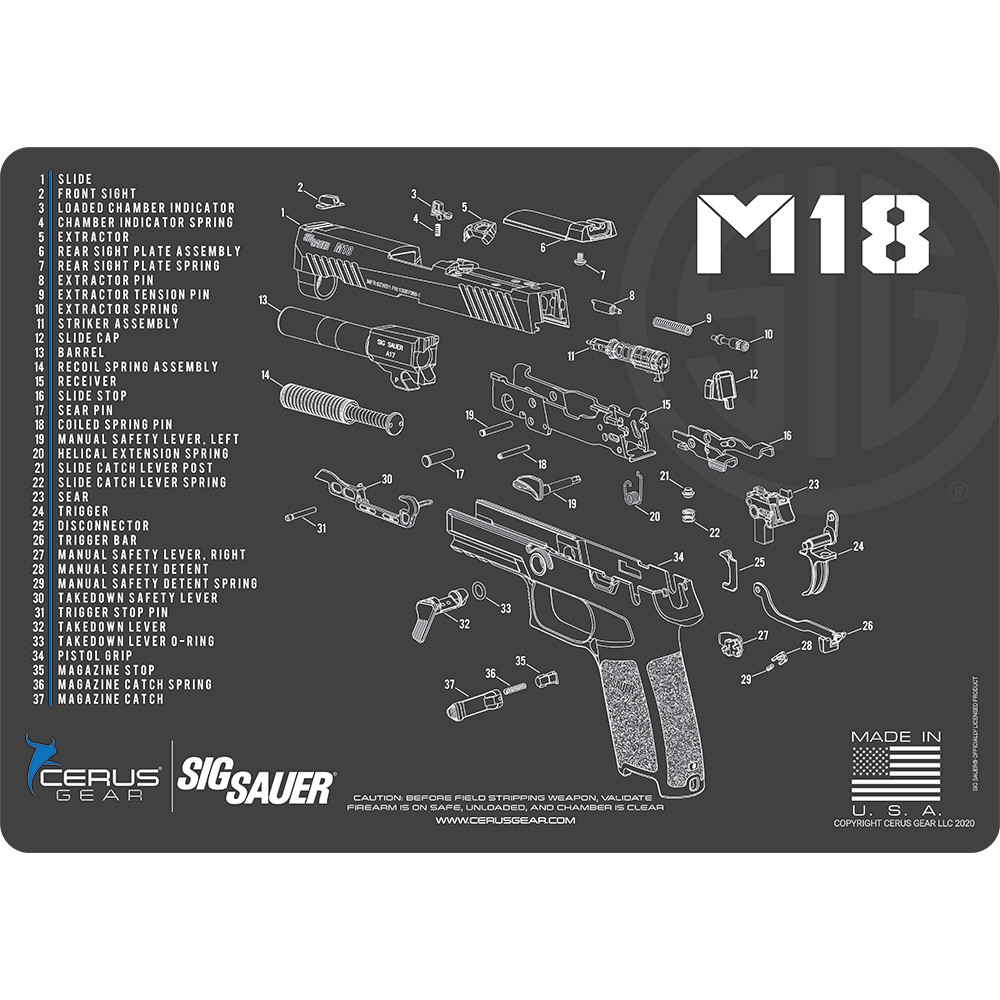 For Sig Sauer M18   PREMIUM Armorers Cleaning Bench Mat Made in USA