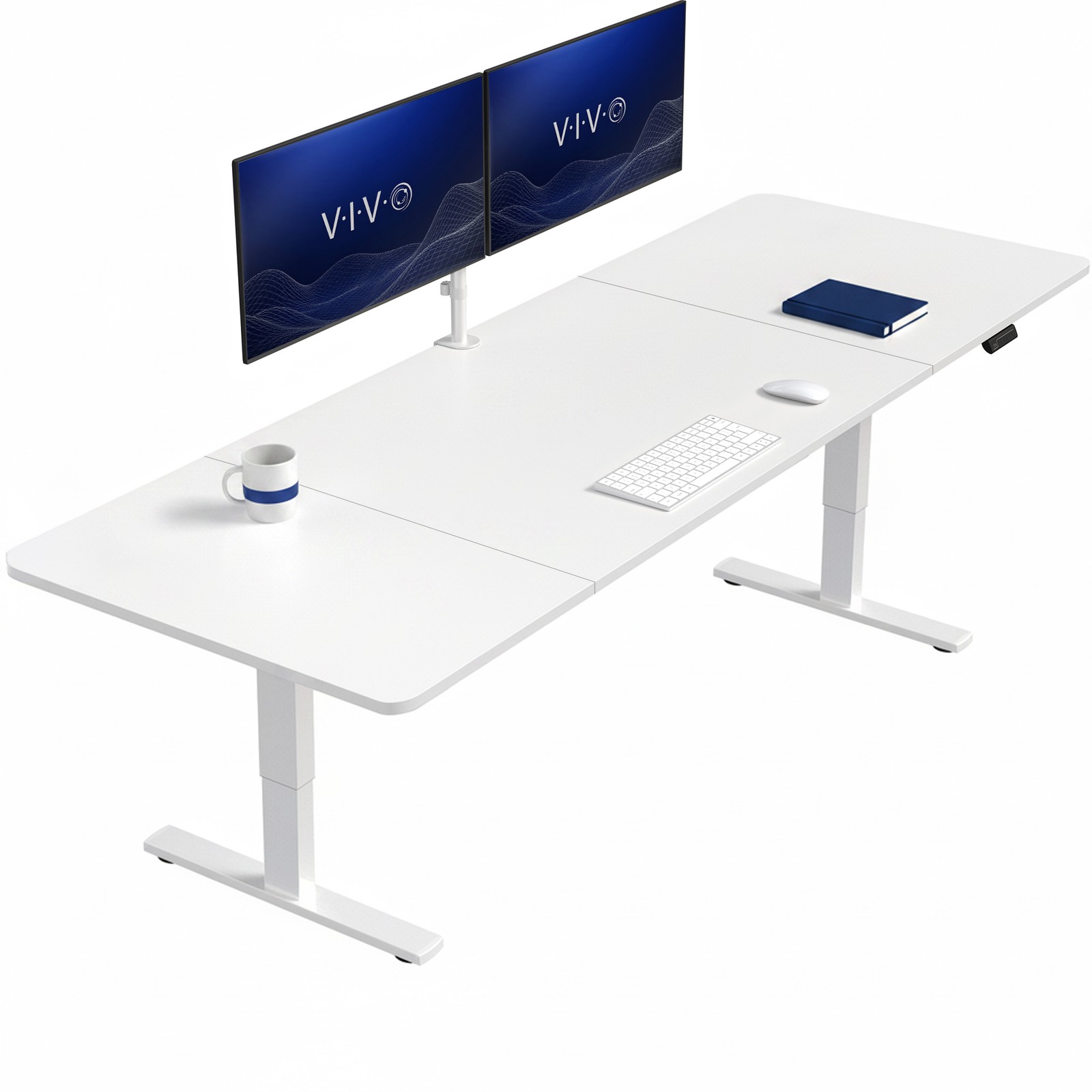 VIVO Electric 83” x 30” Stand Up Desk Workstation, White Table Top, White Frame
