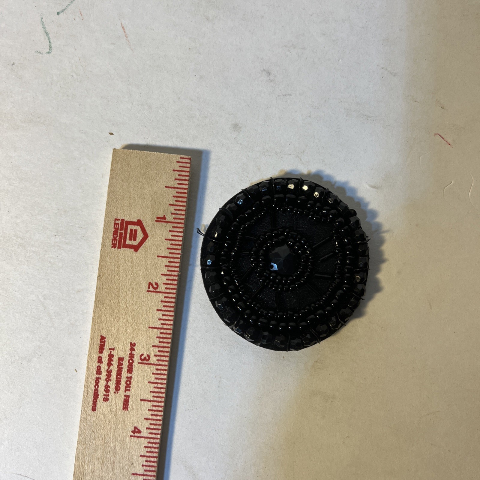 Black Handmade Bead Patch Good Condition Vintage A25