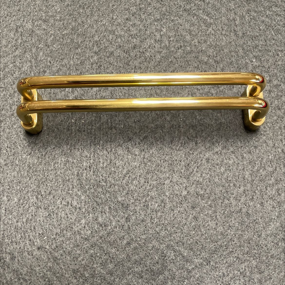 3-3/4" Solid Brass Rail Style Pull Polished  Brass