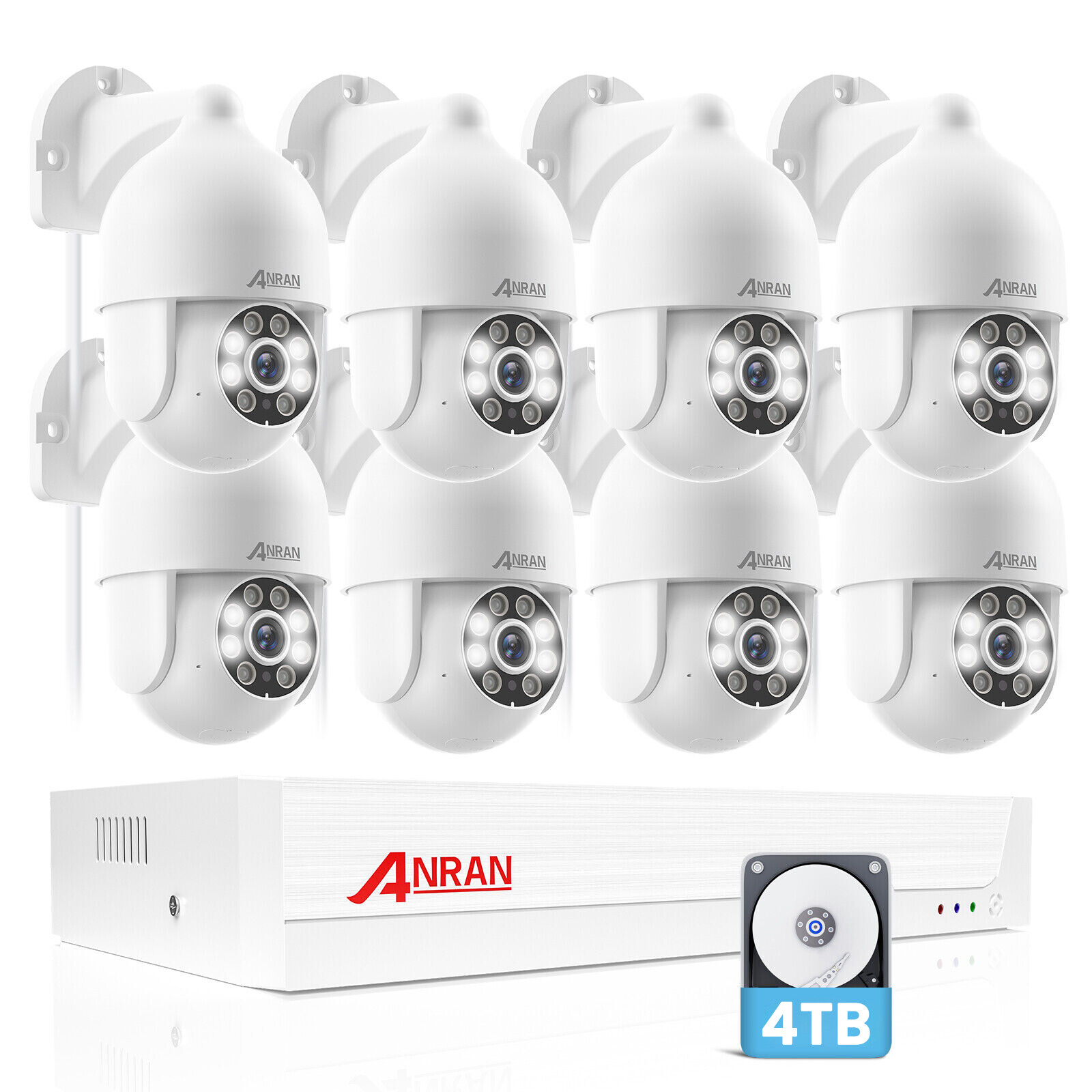 ANRAN 8MP HD PTZ POE Security Camera System Wired Pan Tilt Zoom 8CH NVR 4TB HDD