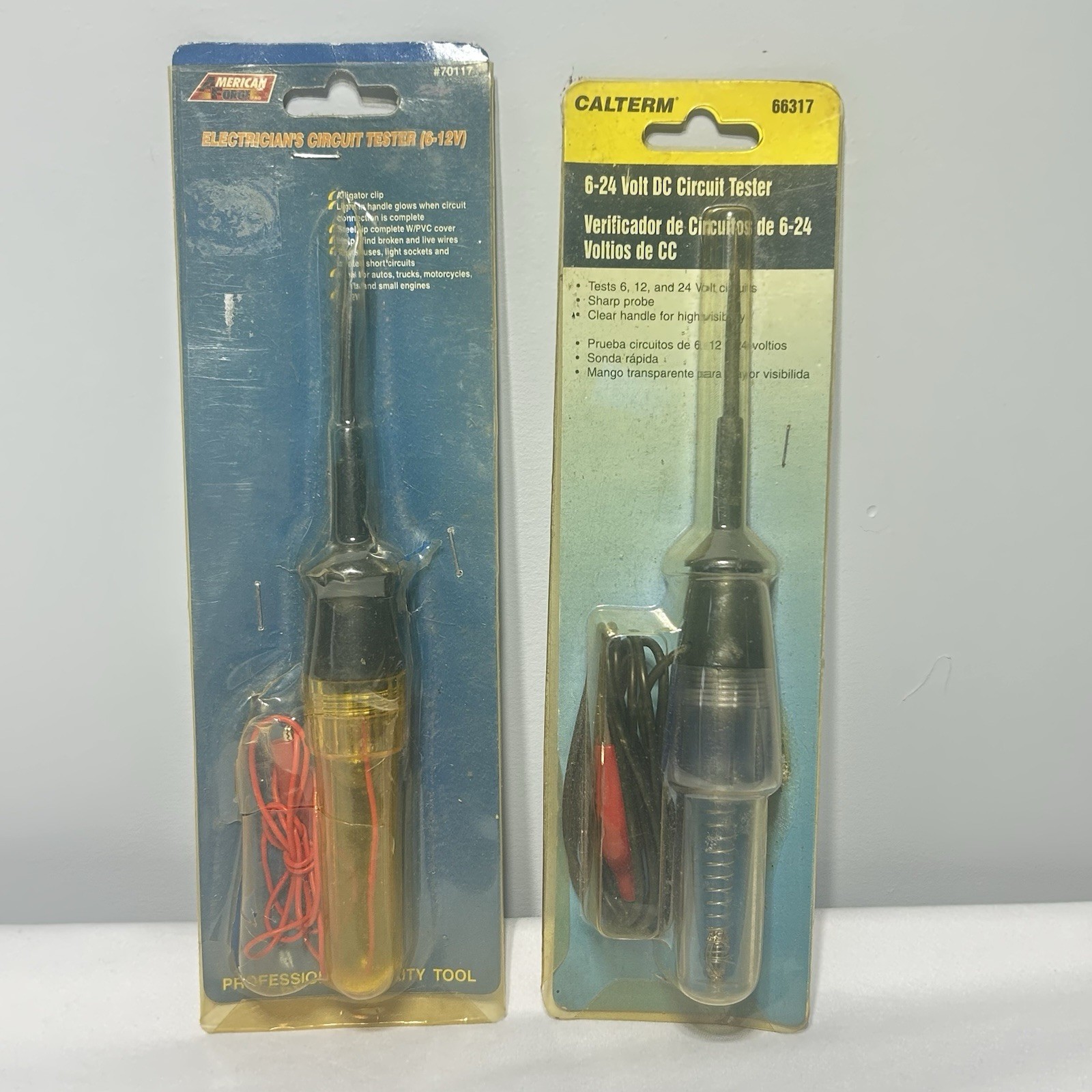 2 Circuit Testers CALTERM 66317 6-24 Volt DC With Probe and American Lot of 2