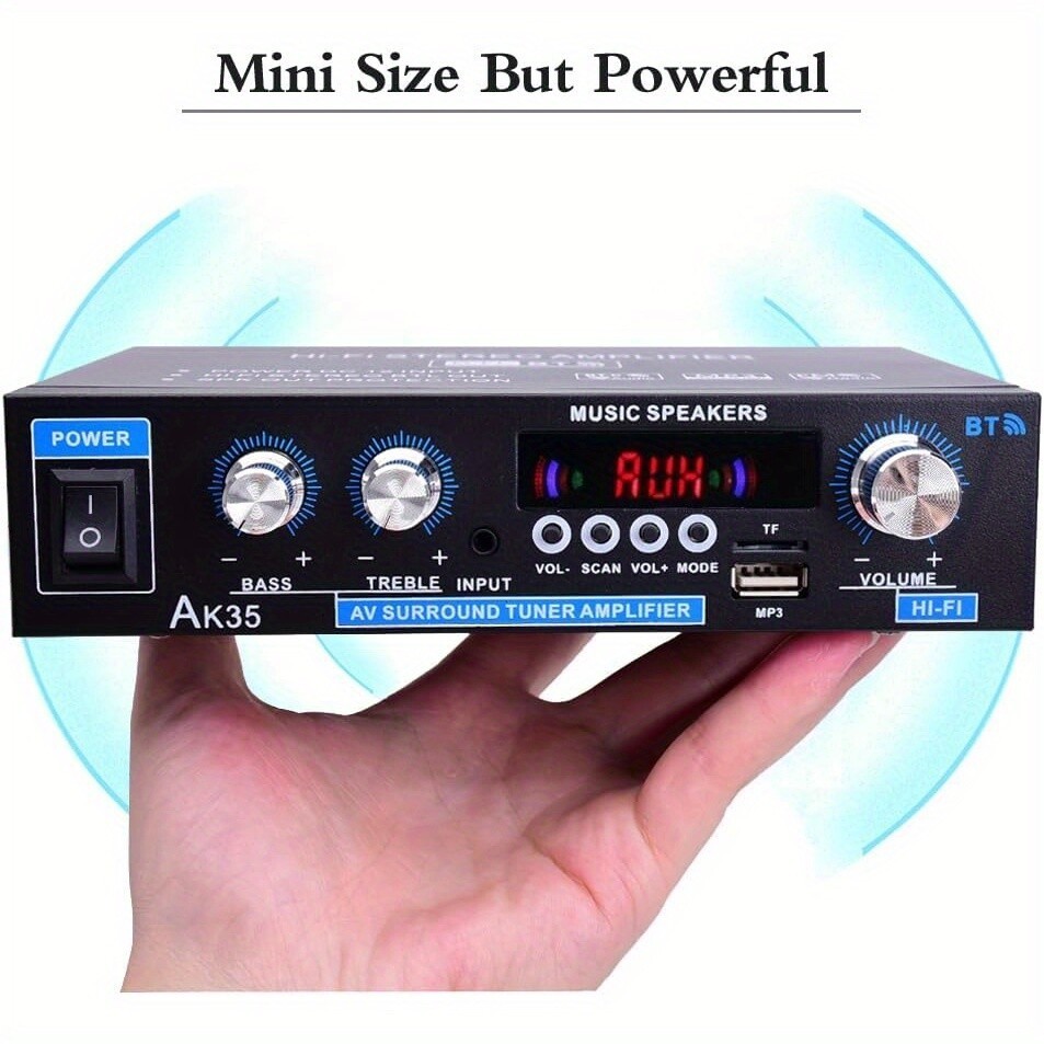 AK35 Stereo Amplifier Home Audio Bluetooth 2.0 Max 200W Power Stereo Receiver US