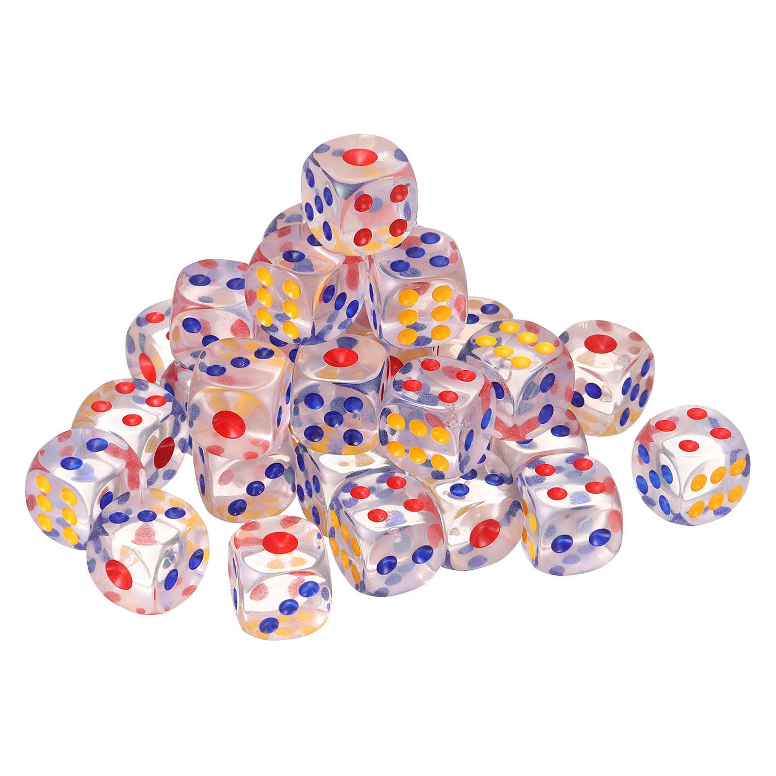 60Pcs 6 Sided Acrylic Dice, 16mm/0.63" Rounded Corner Dice, Transparent