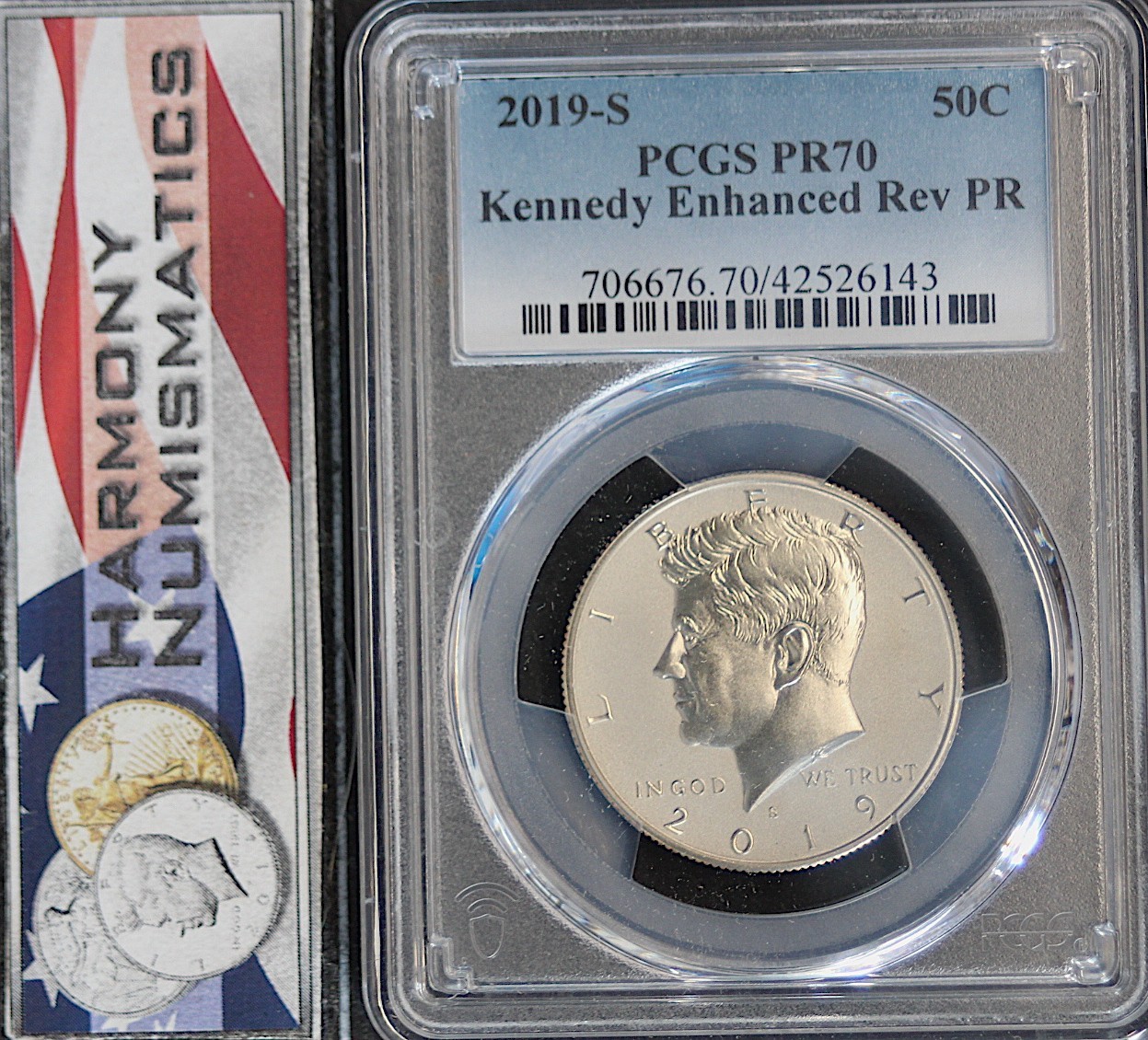 2019 S Kennedy Half Dollar Enhanced Reverse Proof PR70 PCGS Apollo 11 Set Blue