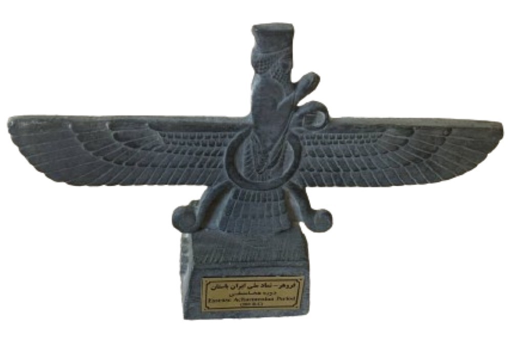 Handmade Farvahar Statue – 6” x 4” | Charcoal Finish | Cultural Art Figurine |