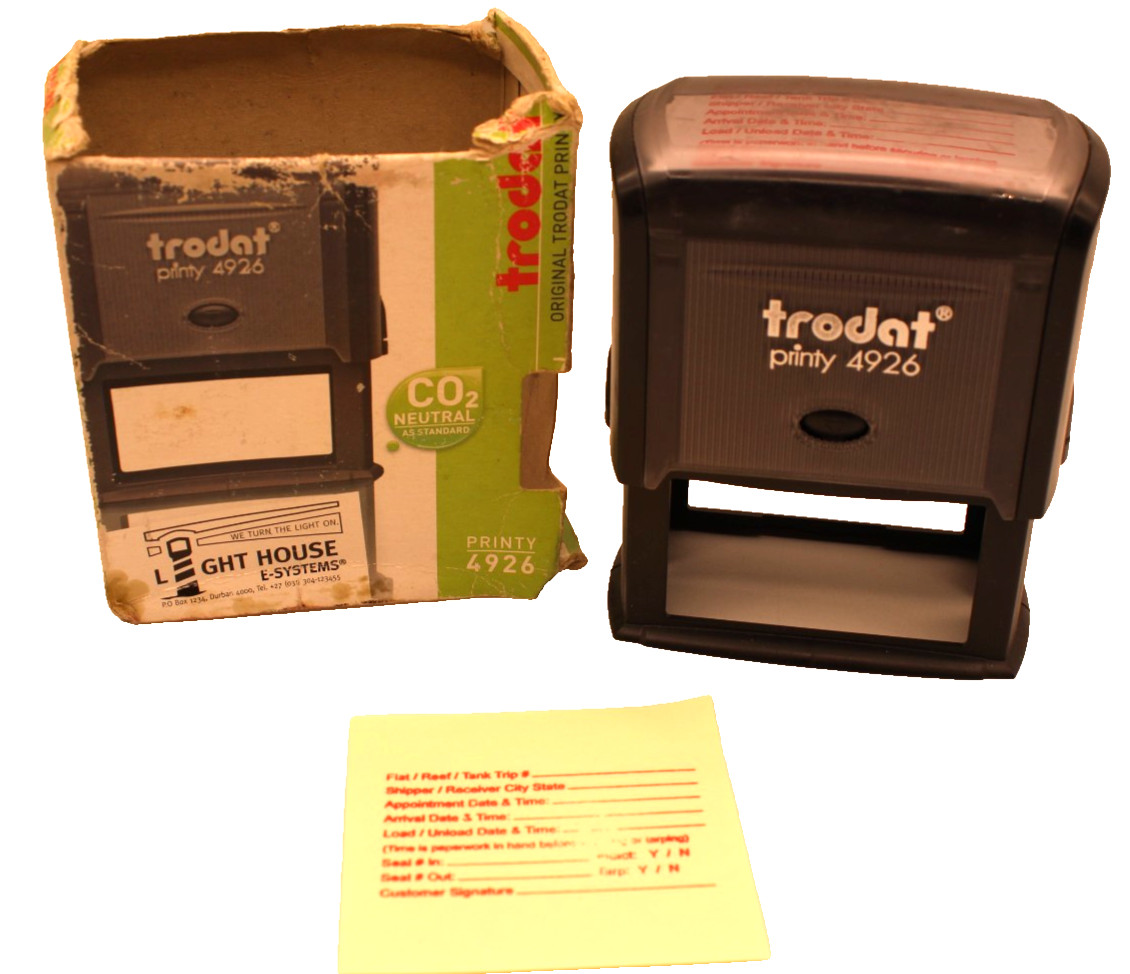 Trodat Printy 4929 Red Ink Export Stamp 1.5x3" Shipping Receiving Signature Time