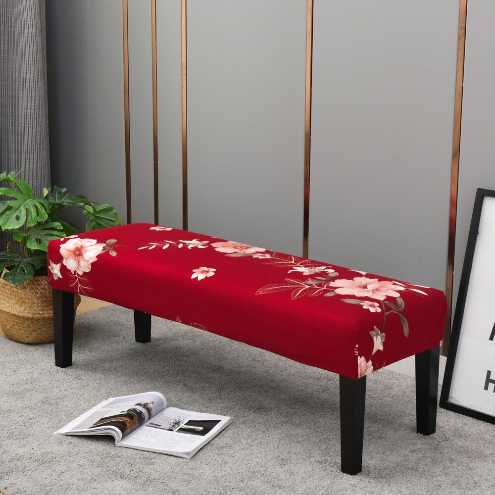 Stretch Printed Dining Bench Cover Long Bench Stool Slipcover Seat Protector