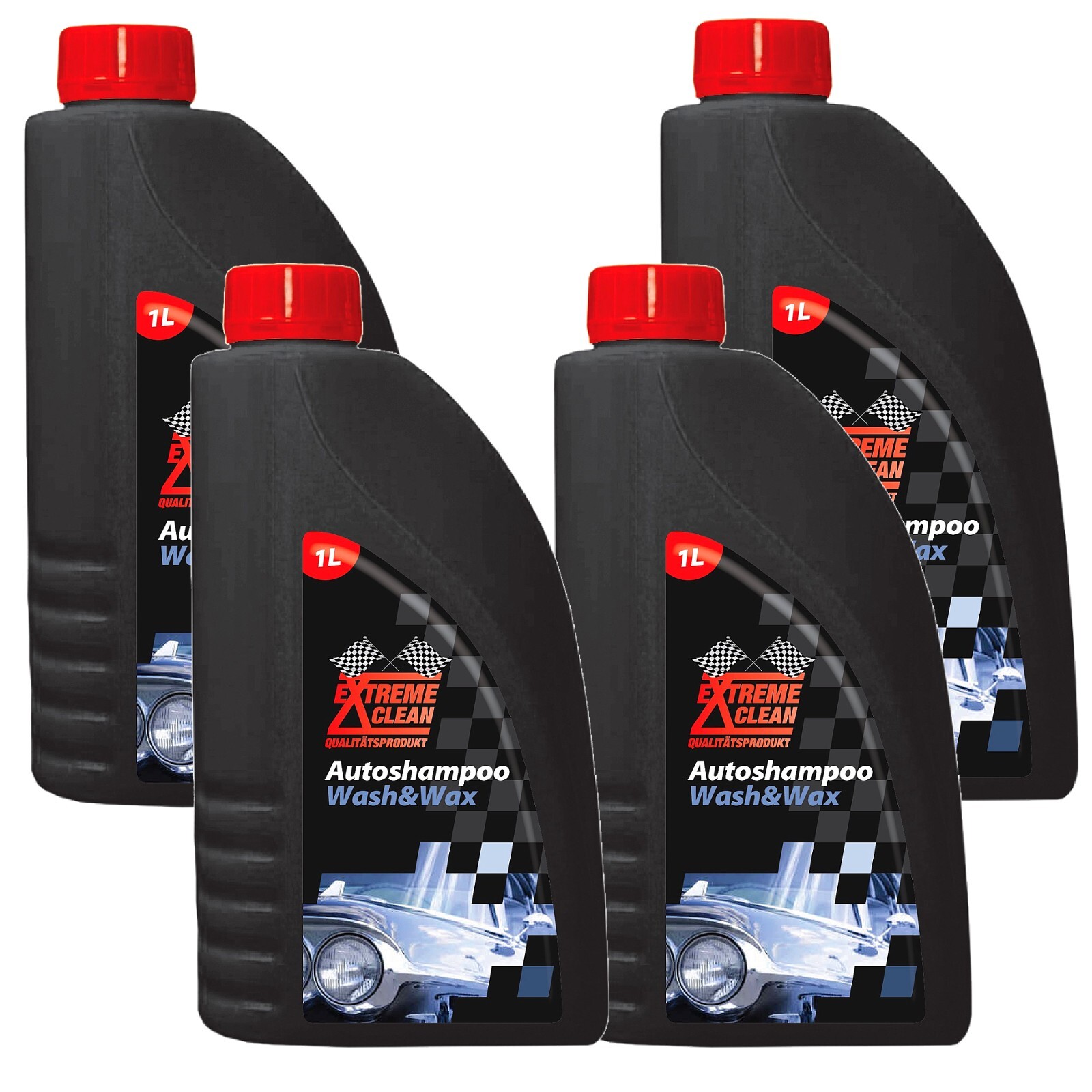 4x 1 Litre Extreme Clean Car Care Car Shampoo & Wax Automotive Car Body 1L