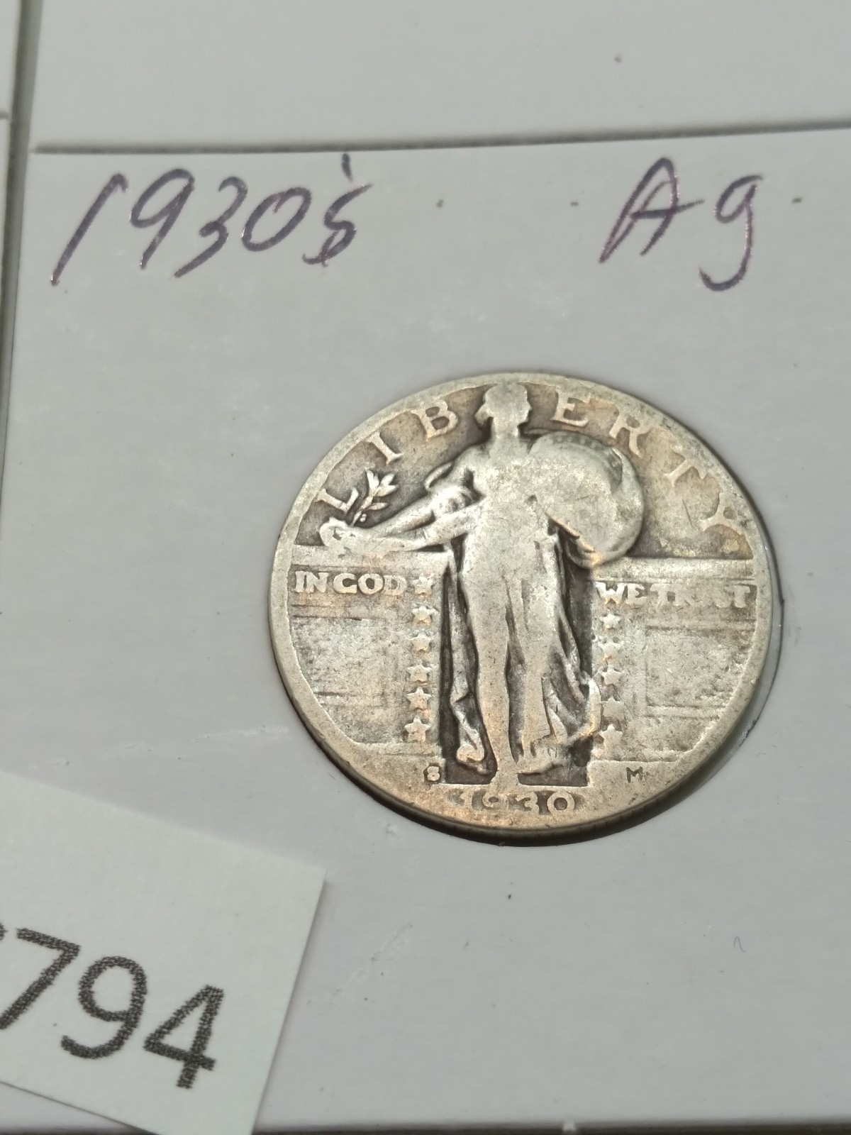1930P&S Standing Liberty quarter 90% silver almost 100 year old!   25c794 bb4