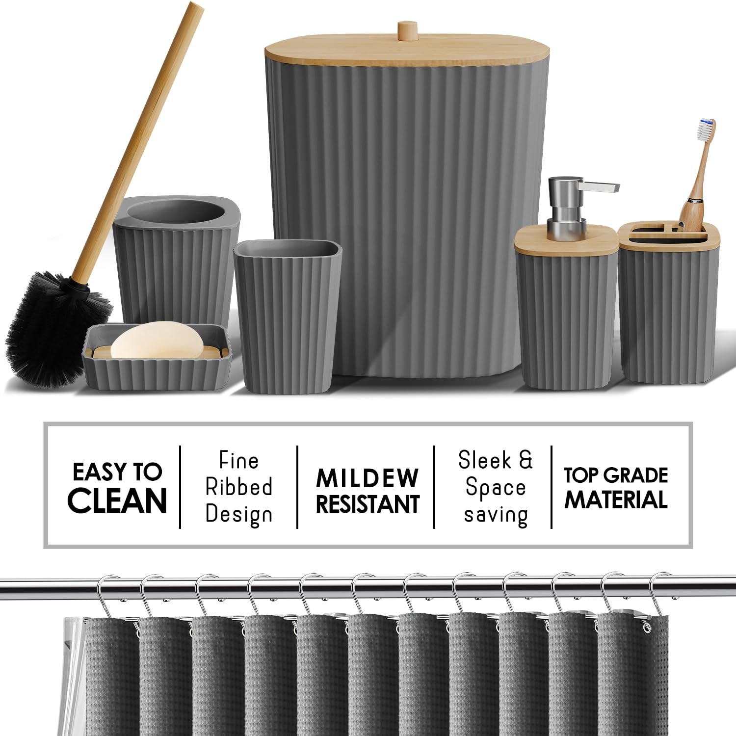 Bathroom Accessories Set - Bathroom Set, Bathroom Accessory Set, Shower Curta...