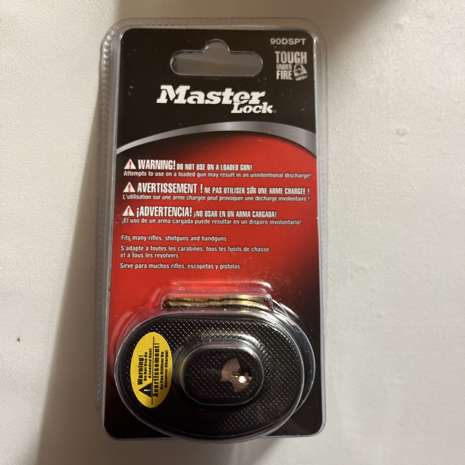 New In Box Master Lock 90DSPT Keyed Gun Trigger Lock 1 Pack Gun Lock With 2 Keys