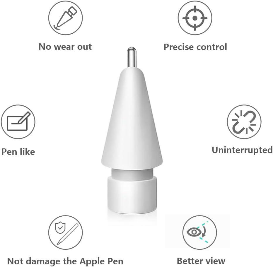 Upgraded Replacement Tips for Apple Pencil, Metal Tips Set Precise Control fo...