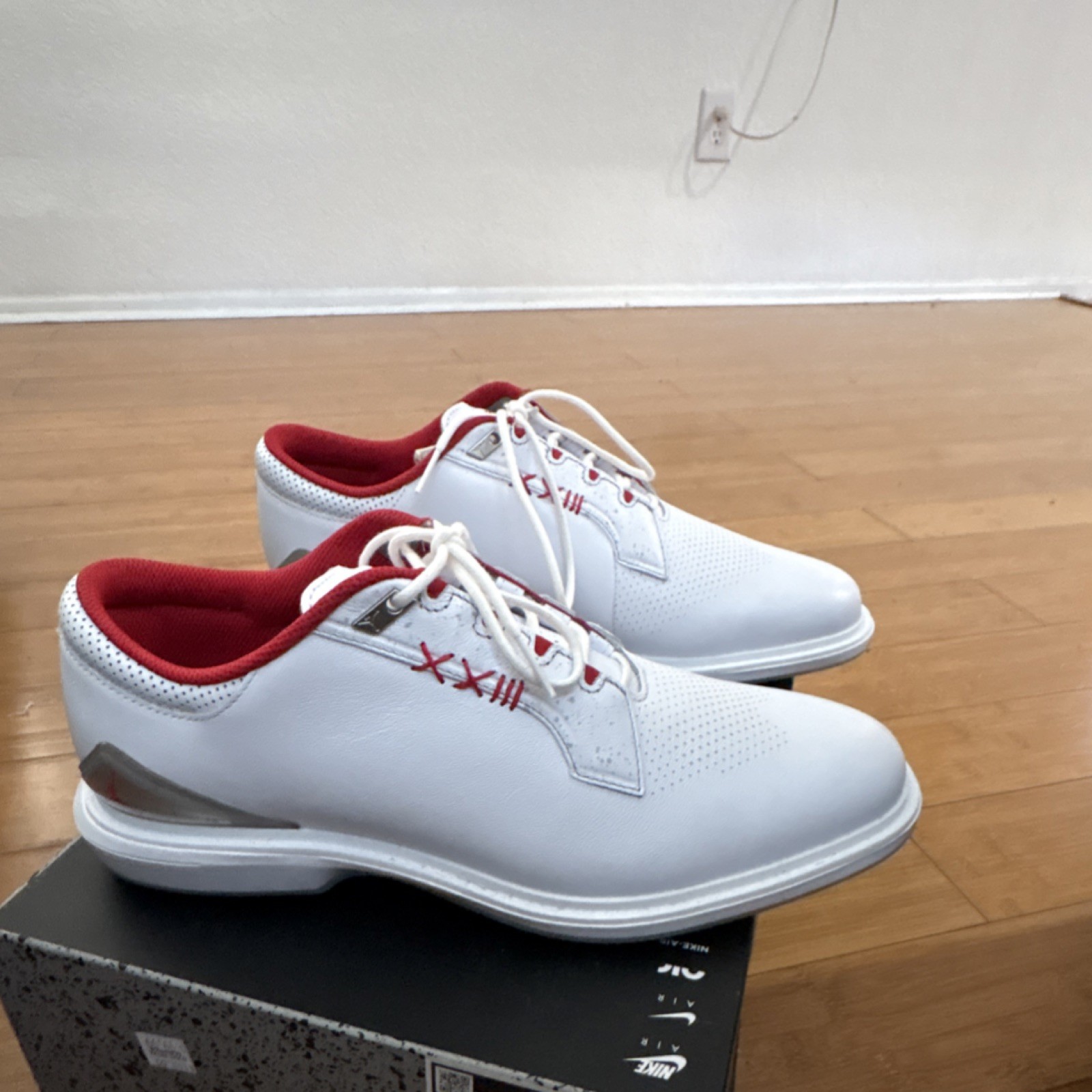 Jordan ADG 4 White Red Leather Men's Golf Shoes Air Jordan Sneaker Low Top