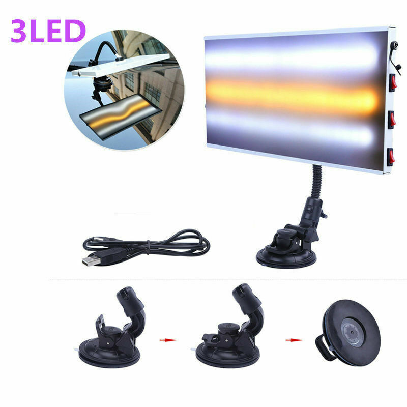 New Tool LED Light Paintless Dent Repair Hail Removal 3 Strips Car Body Lamp