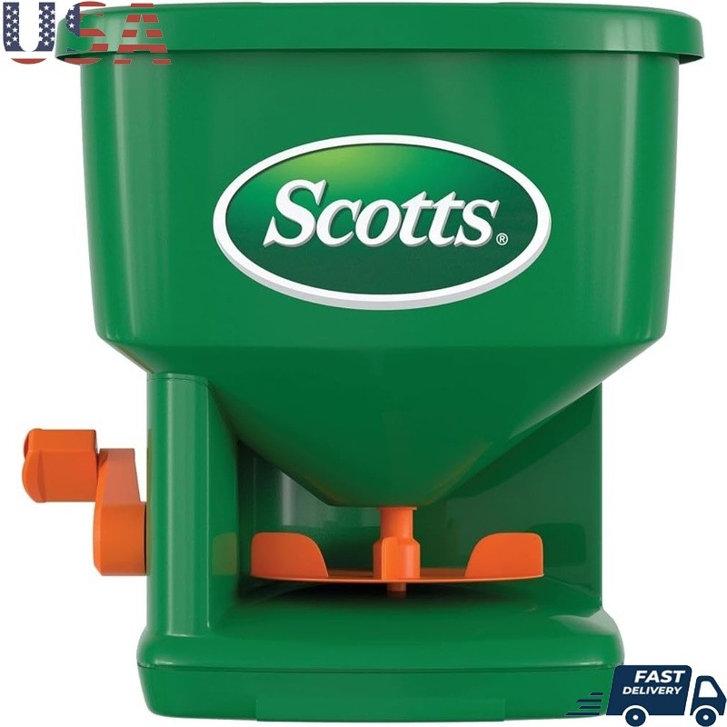 Handheld Fertilizer Salt Spreader Adjustable Arm Lawn Care 1500 sq ft Coverage