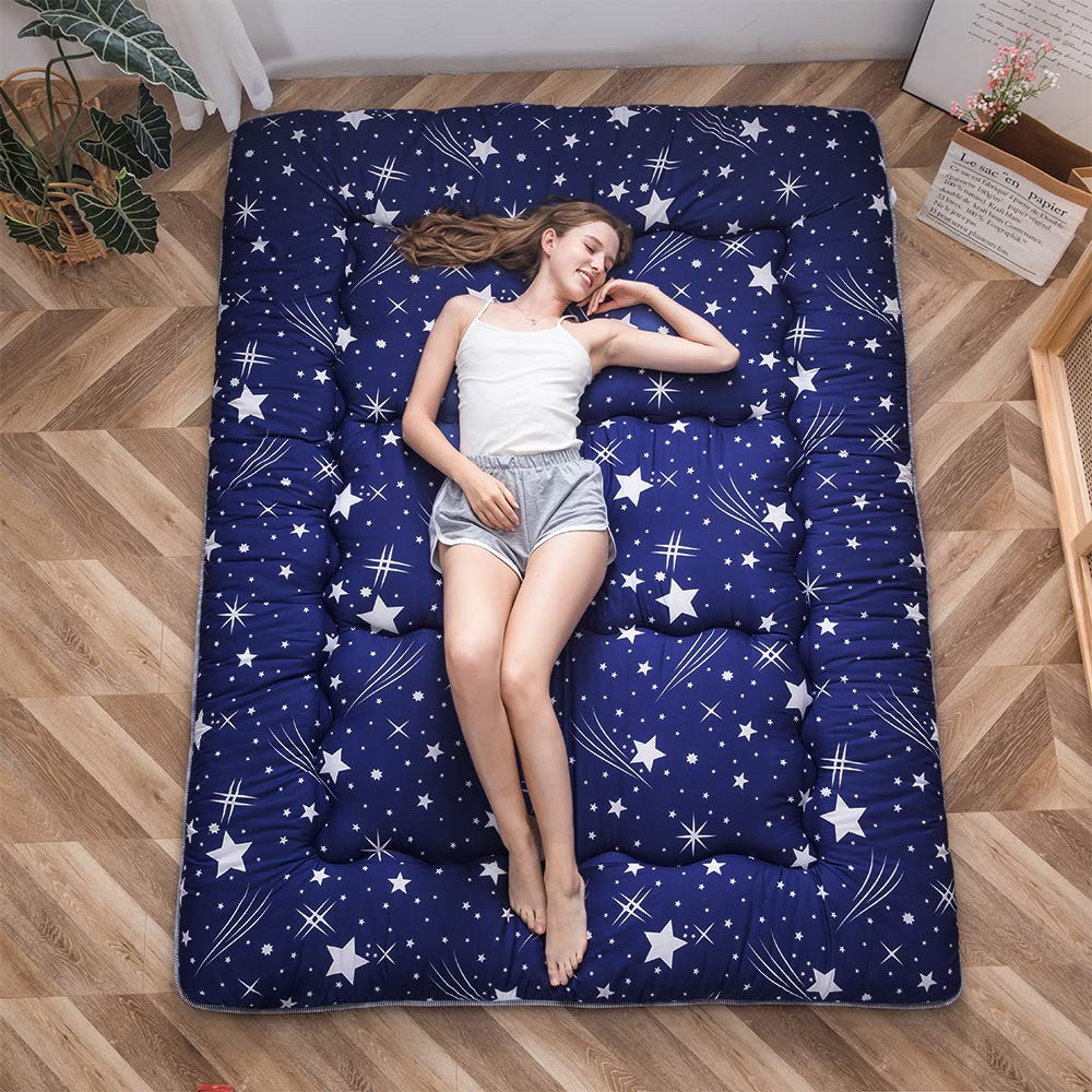 MAXYOYO Navy Starry Sky Japanese Futon Mattress, Twin, Vivid-starry