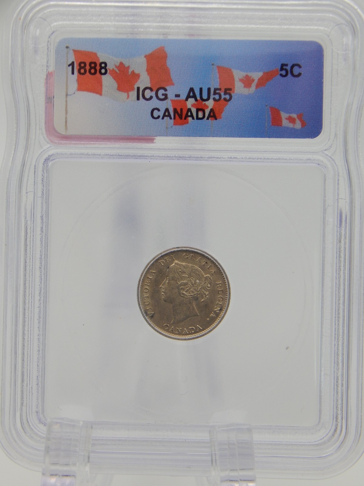 1888 Canada 5 Cent Piece Coin - Nickel - ICG Graded AU 55 (BT779)