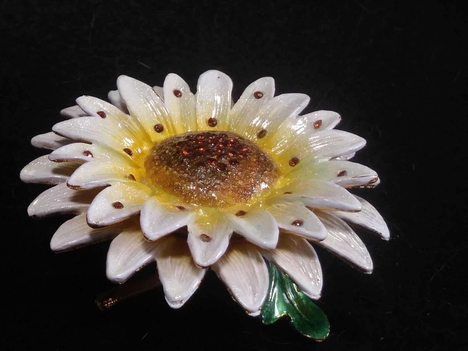 Flower Rhinestones & Gold Trim  Jewelry Trinket Box  # 2192946 NWT