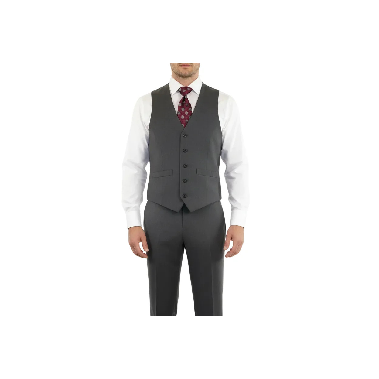 Men's RENOIR Vest Wool 140's Adjustable, Full Lining 508-3 Mid Gray