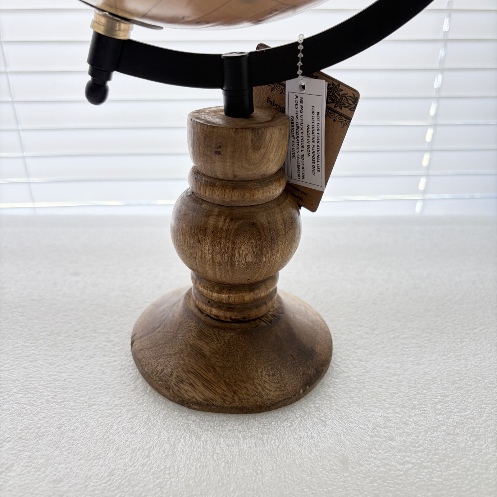 Desktop World Map Rotating Globe With Wooden Base 15” NEW W/ Tag