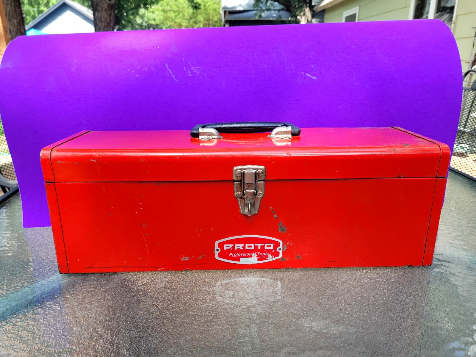 Vintage PROTO Professional Tools   #9955 Red Metal Tool Box  19.25" x 6" x 6.5"