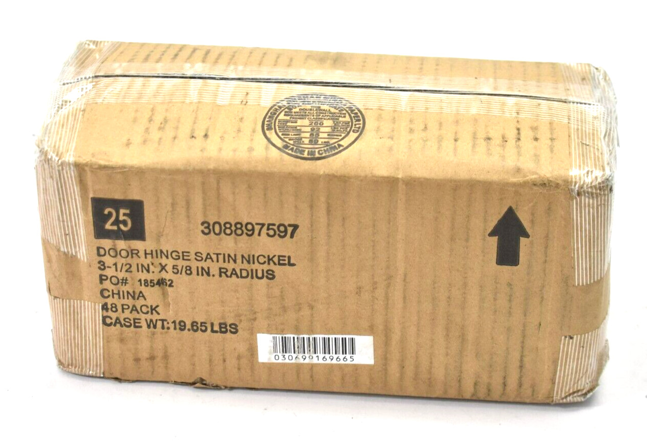 Lot of 48 Door Hinges Satin Nickel Finish Bulk Pack 3-1/2" x 5/8" Radius