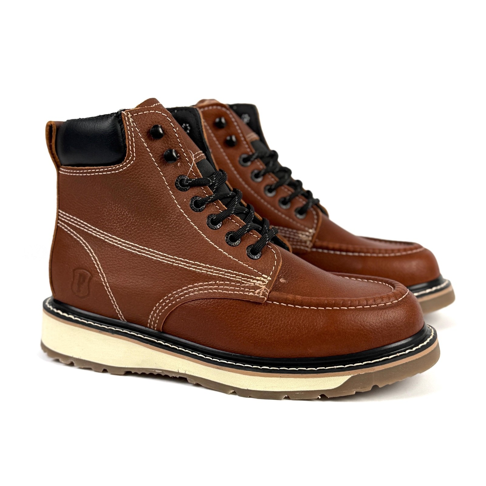 MENS MOC TOE LACE UP CUSHIONED INSOLE PADDED COLLAR OIL RESISTANT ANTISLIP 305