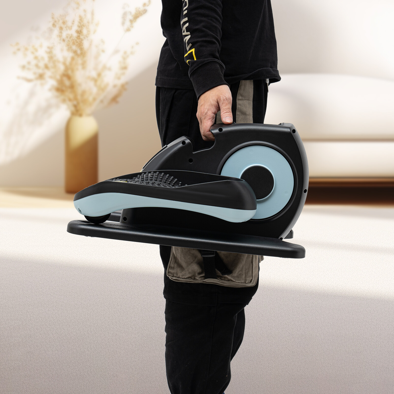 Motorized Under-Desk Elliptical Trainer With Remote & LCD Display Blue