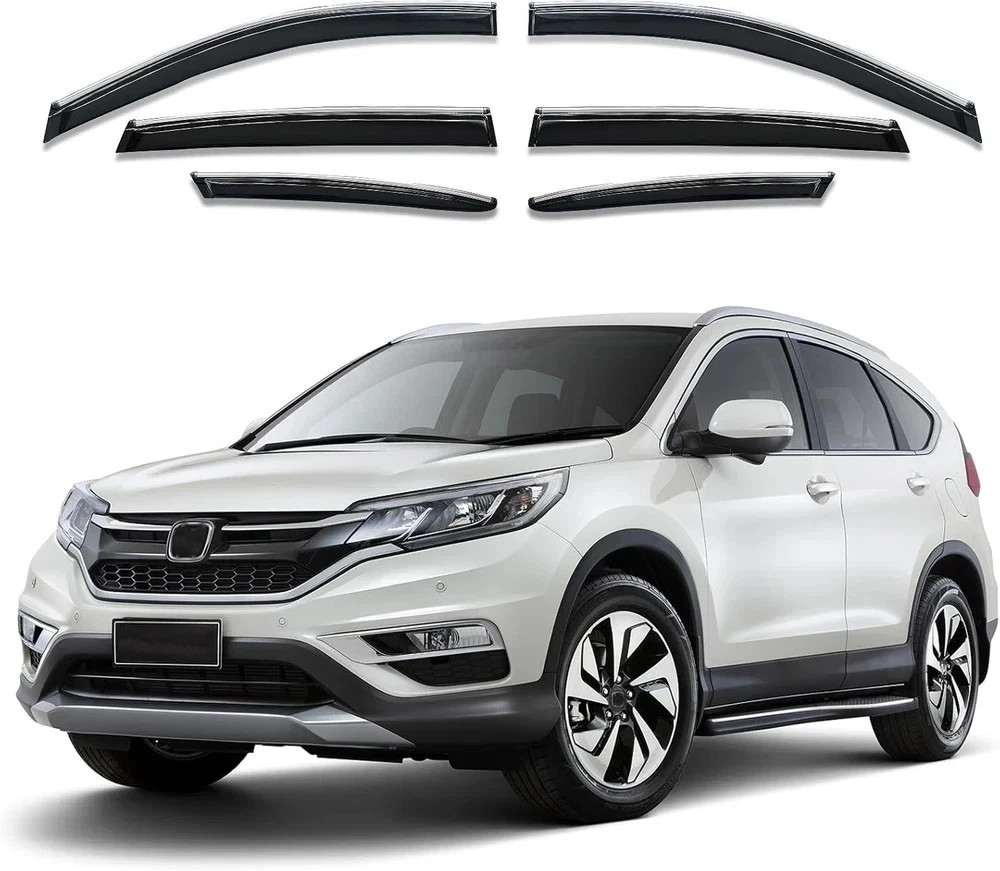 Shatterproof Out-Channel Window Deflectors for For CRV 12-16 6-Piece Chrome