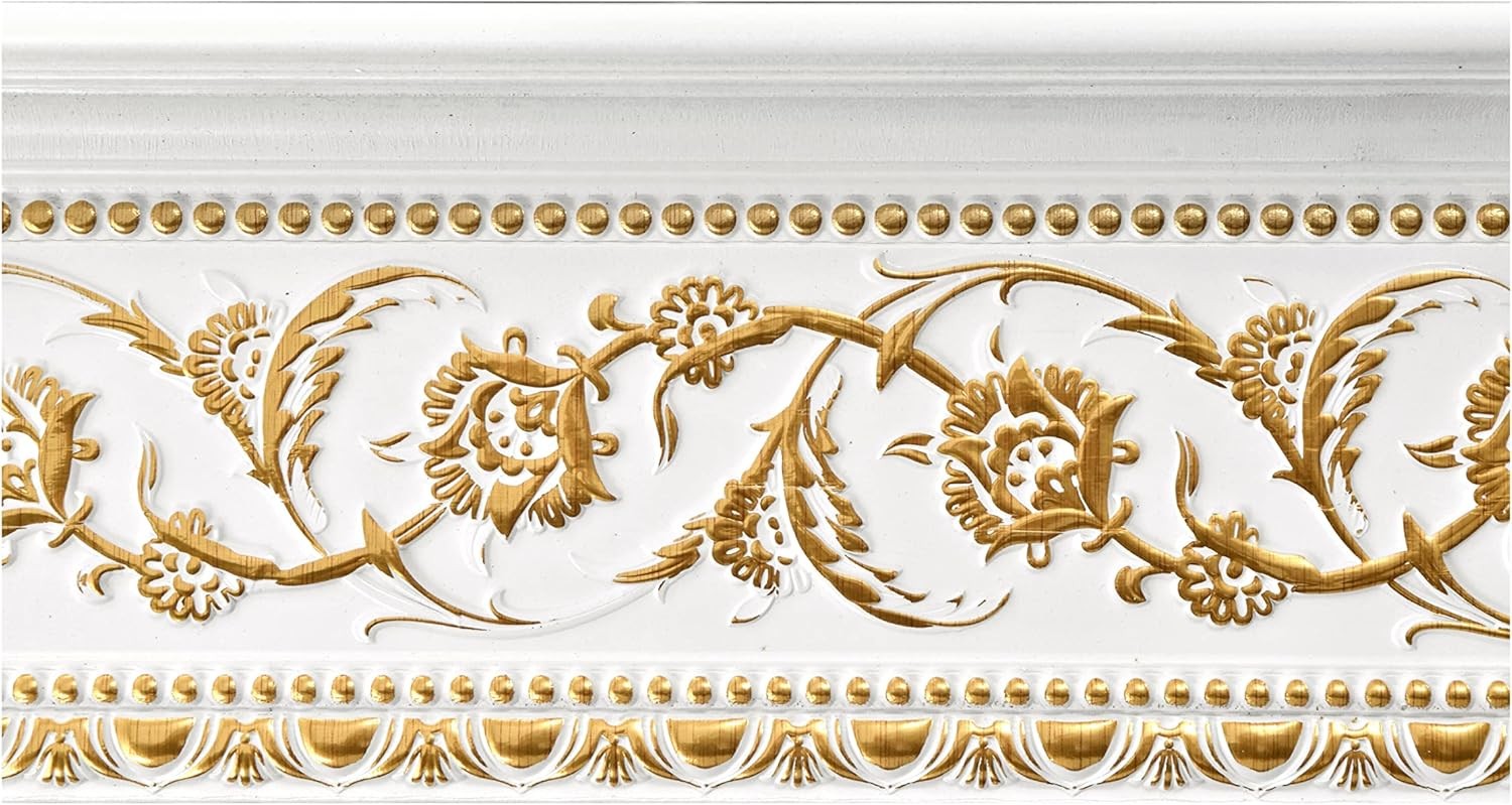 6-Piece Crown Molding Crown Decor Set, Molding Trim for Walls, 94 Inches, Gold F