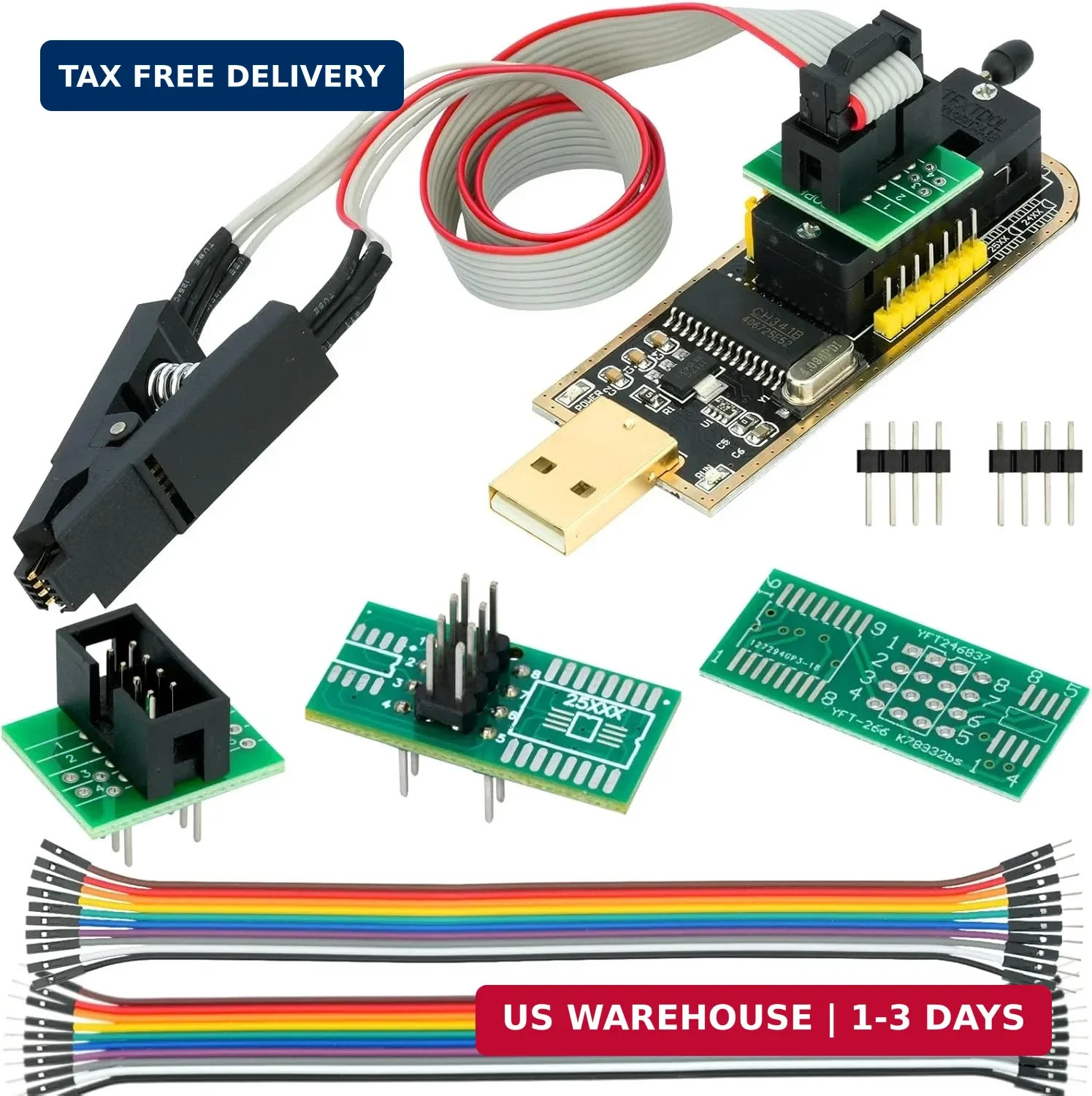 CH341A EEPROM BIOS Programmer SPI I2C + SOIC8 SOP8 Clip + SOP8 SOP16 Conversion