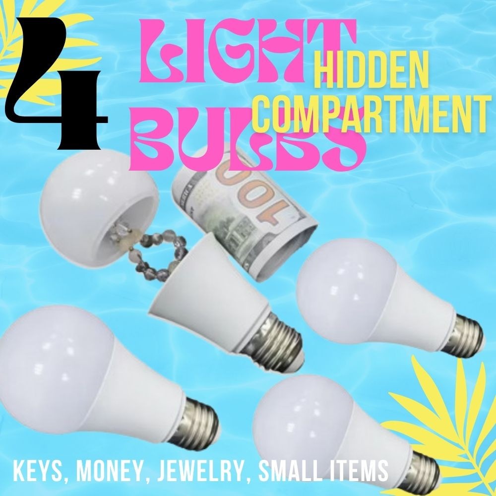 4 White Light Bulbs Hidden Secret Compartment Storage-Set of 4 -hide small items