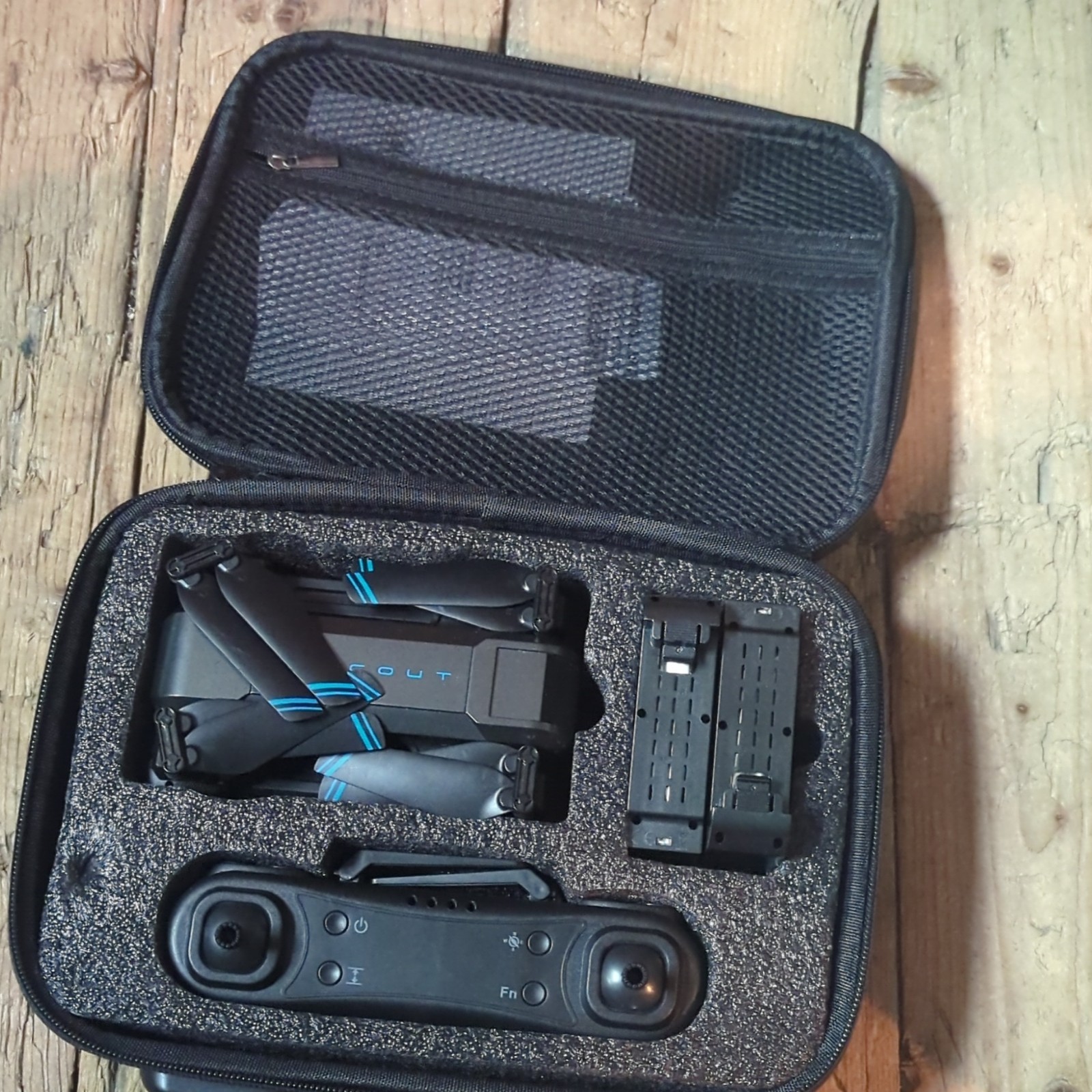 EXO Scout Foldable Quadcopter Drone RTF w/ Controller & Carrying Case Black/Blue