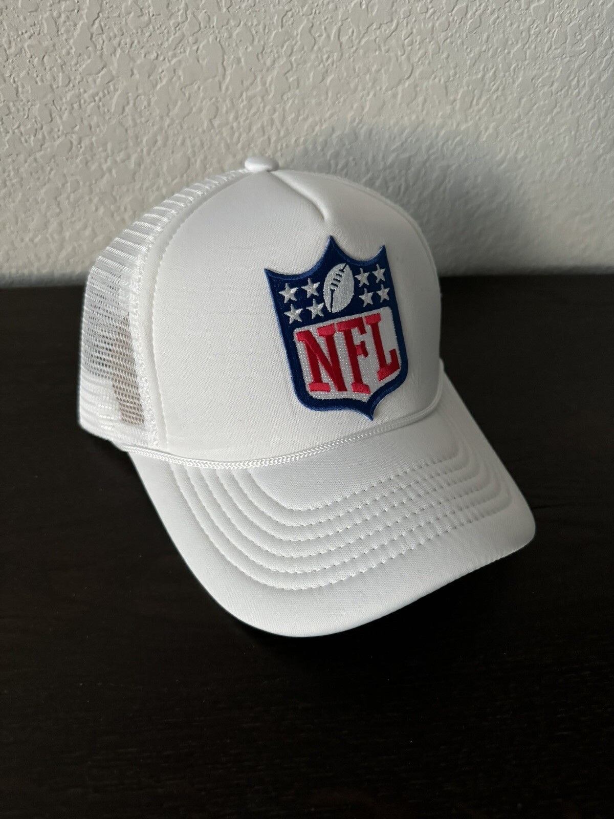NFL SHIELD LOGO REFEREE OFFICIALS GAME HAT CAP WHITE FOAM & MESH SNAPBACK NEW