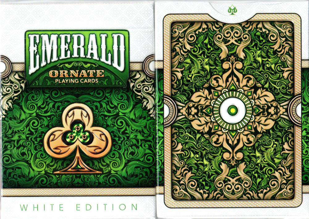ORNATE WHITE EDITION EMERALD DECK PLAYING CARDS POKER SIZE BY HOPC