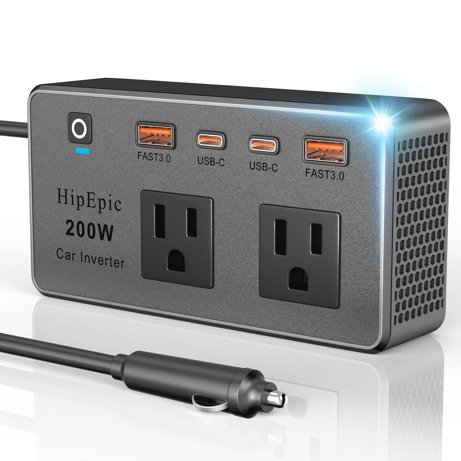 200W Multi-Port Car Power Inverter 12V DC to 110V/120V AC,Small Auto Outlet A...