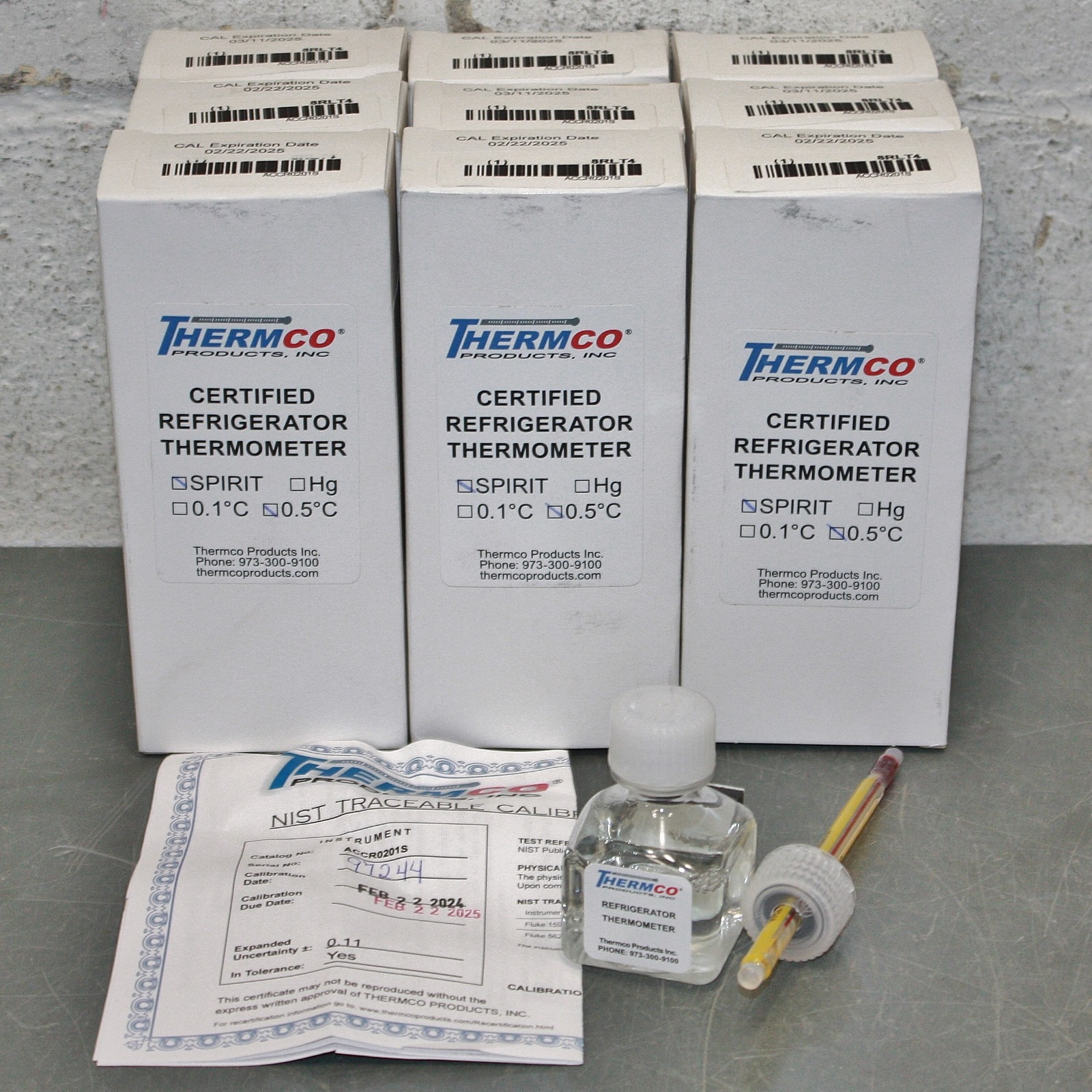 (9) Thermco Bottle Thermometer ACCR0201S, 30mL, -5°C to 15°C, EXPIRED 2/2025